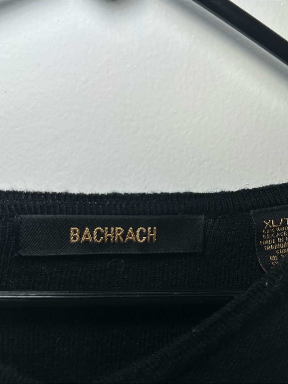 Bachrach Black V-Neck Wool Blend Sweater XL Men’s Lightweight Knit Pullover - Picture 6 of 15